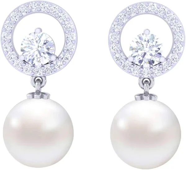 Silver Swiss Zirconia Pearl Earrings |Gift for Women and Girls