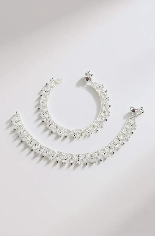 homedecor bharti White Metal Silver Plated Payal Anklet for Women & Girls Anklets Kolusu Payal Ghungroo
