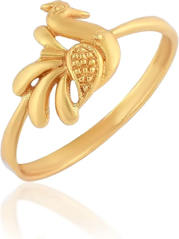 DULCI Gold Tone Peacock Enamel Finger Ring Party Jewelry For Women Girls