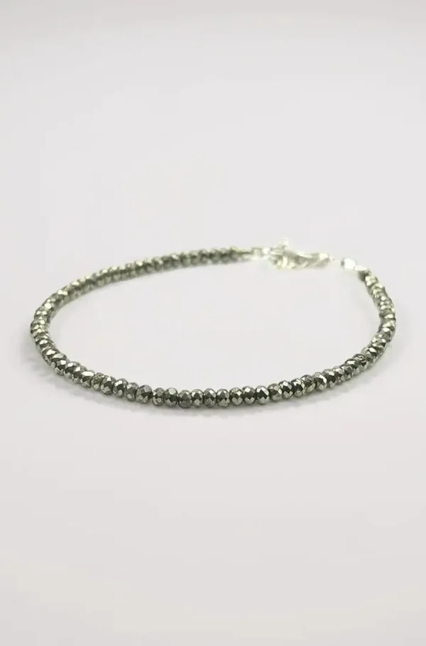 Pyrite Anklet for Women and Men, Natural Money Magnet Stone, Metallic Gold Crystal Beads, Prosperity Attracting Jewelry
