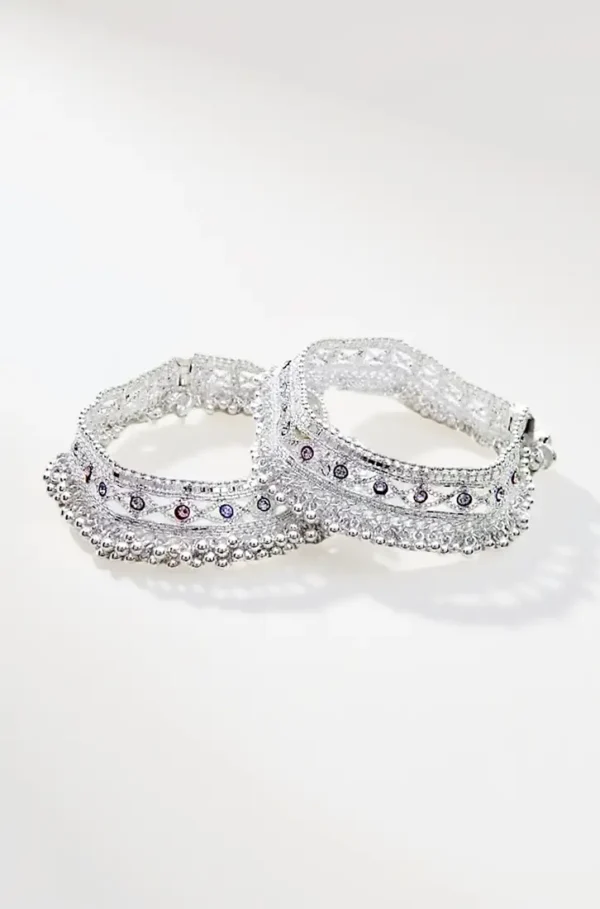 Silver Gola Payal For Women With Jhaalar